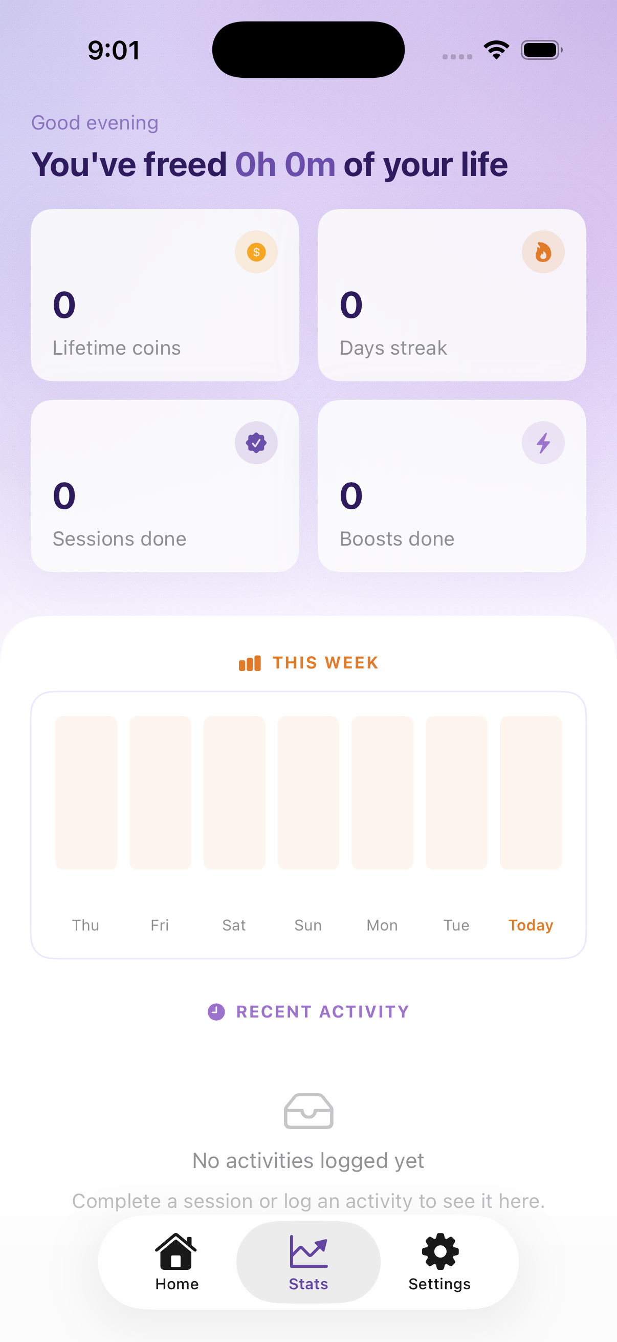 Stats and progress screen